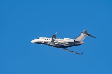 Zurich, Switzerland, January 20,2023 Embraer Legacy 500 business aircraft is taking off from runway 28 after the world economic forum in Davos