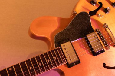 Vaduz, Liechtenstein, January 13, 2023 Product shot of a Gibson ES-335 electric guitar made in the USA