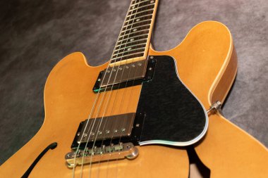 Vaduz, Liechtenstein, January 13, 2023 Product shot of a Gibson ES-335 electric guitar made in the USA