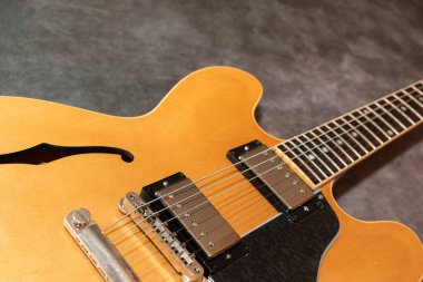 Vaduz, Liechtenstein, January 13, 2023 Product shot of a Gibson ES-335 electric guitar made in the USA