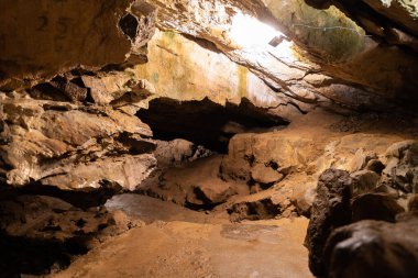 Saint Beatus, Canton Bern, Switzerland, February 12, 2023 Incredible beautiful rock formations inside the popular Saint Beatus caves near Interlaken at the lake of Thun