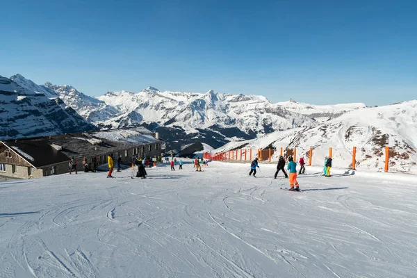 Eigergletscher Canton Bern Sviçre Şubat 2023 Mükemmel Bir Günde Birçok — Stok fotoğraf