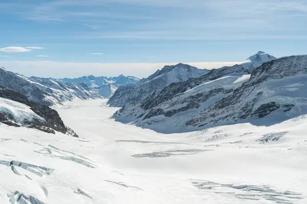 Jungfraujoch Canton Bern Sviçre Şubat 2023 Aletsch Buzulu Boyunca Uzanan — Stok fotoğraf