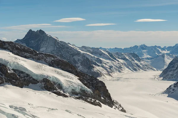Jungfraujoch Cantão Berna Suíça Fevereiro 2023 Magnífica Vista Panorâmica Longo — Fotografia de Stock
