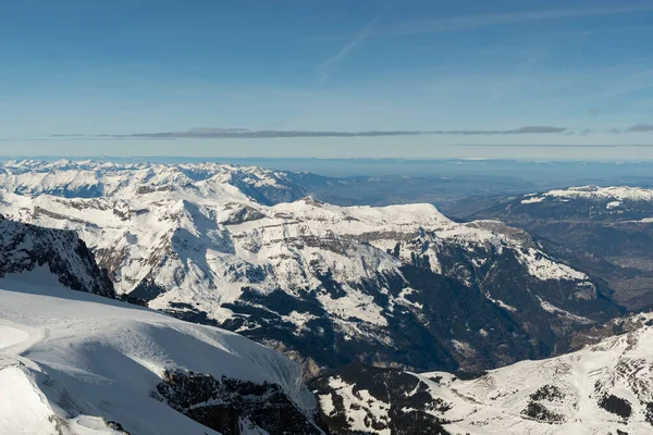 Jungfraujoch Canton Bern Szwajcaria Lutego 2023 Wspaniały Widok Pokrytą Śniegiem — Zdjęcie stockowe