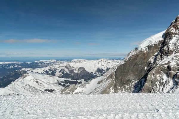 Jungfraujoch Canton Bern Switzerland February 2023 Stunning View Snow Covered — Stock Photo, Image