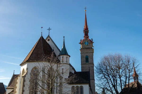Oberaegeri Switzerland February 2023 Historic Old Catholic Saint Peter Paul — Stock Photo, Image