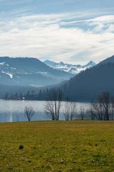 Oberaegeri Ελβετία Φεβρουαρίου 2023 Μεγαλοπρεπής Θέα Πάνω Από Τις Άλπεις — Φωτογραφία Αρχείου