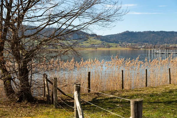 Оберэгери Швейцария Февраля 2023 Года Невероятный Панорамный Вид Озеро Эгериси — стоковое фото