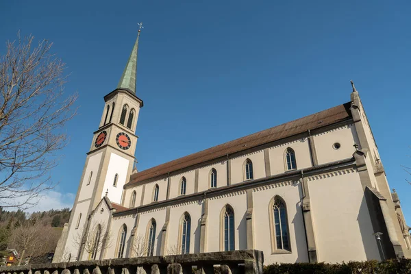 Unterägeri Schweiz Februar 2023 Schöne Und Historische Katholische Kirche Der — Stockfoto