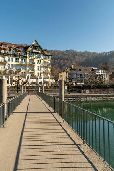 Thun Svizzera Febbraio 2023 Ponte Pedonale Sul Fiume Aare Sul — Foto Stock