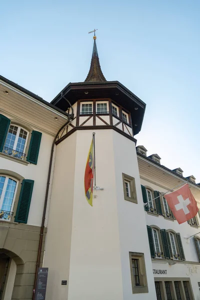 Thun Ελβετία Φεβρουαρίου 2023 Ιστορικά Κτίρια Και Αρχιτεκτονική Στην Παλιά — Φωτογραφία Αρχείου