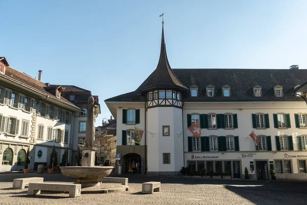 Thun Suiza Febrero 2023 Edificios Históricos Arquitectura Centro Histórico Ciudad — Foto de Stock