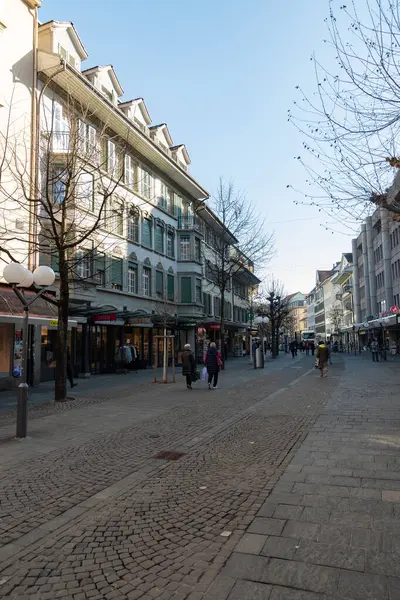 Thun Switzerland February 2023 Popular Shopping Street City Center Sunny — Stock Photo, Image