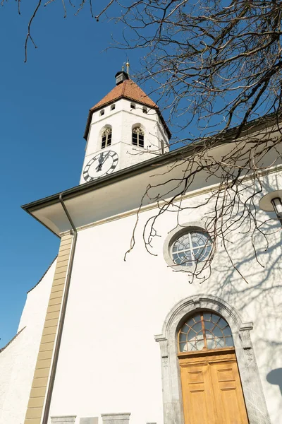 Thun Szwajcaria Lutego 2023 Historyczny Stary Kościół Miejski Centrum Miasta — Zdjęcie stockowe