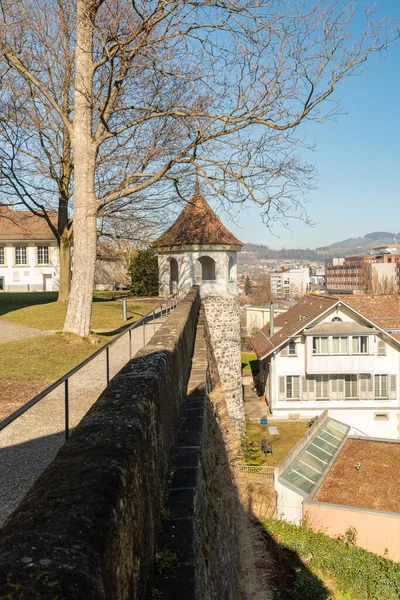 Thun Suíça Fevereiro 2023 Parque Histórico Bonito Centro Cidade Dia — Fotografia de Stock