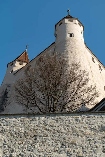 Тун Швейцария Февраля 2023 Старый Замок Тун Городе Солнечный День — стоковое фото