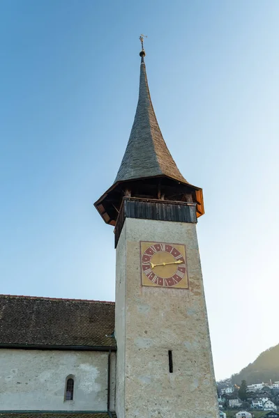 Śpiez Canton Bern Szwajcaria Lutego 2023 Mała Kaplica Katolicka Wybrzeżu — Zdjęcie stockowe
