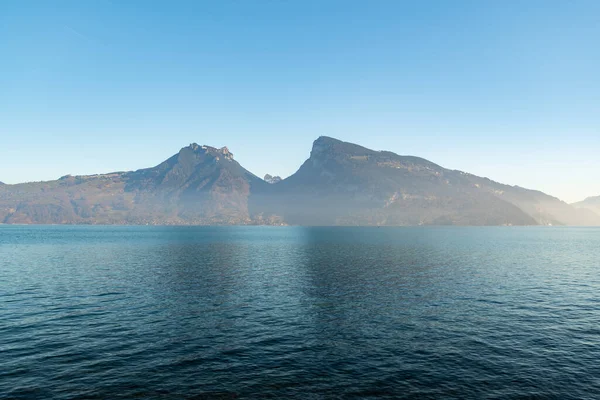 Krattigen Area Switzerland February 2023 View Lake Thun Beautiful Alps — Stock Photo, Image