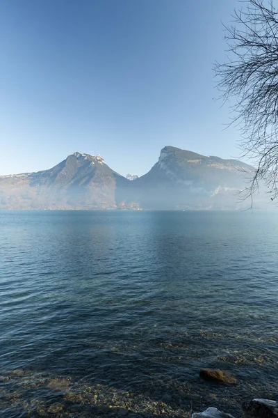 Krattigen Schweiz Februar 2023 Blick Über Den Thunersee Und Die — Stockfoto