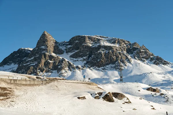Julier Pass Schweiz Februari 2023 Alpina Vinterlandskap Toppen Julier Pass — Stockfoto
