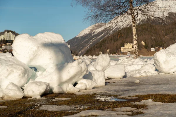 Saint Moritz Ελβετία Φεβρουαρίου 2023 Χειμερινή Χώρα Θαυμάτων Στην Ακτή — Φωτογραφία Αρχείου