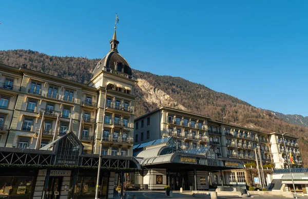 Interlaken Sviçre Şubat 2023 Grand Hotel Güneşli Bir Günde Şehir — Stok fotoğraf