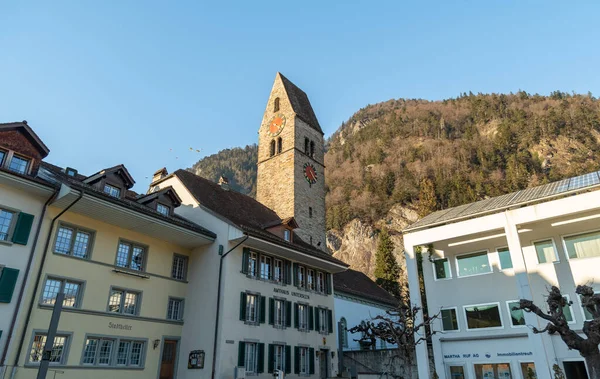 Interlaken Sviçre Şubat 2023 Geleneksel Binaları Güneşli Bir Günde — Stok fotoğraf