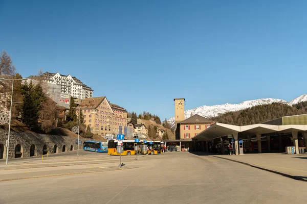 Saint Moritz Sviçre Şubat 2023 Şehir Merkezi Tren Stasyonu — Stok fotoğraf
