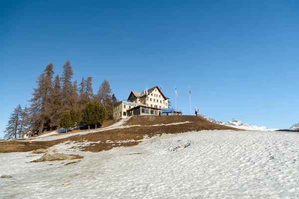 Saint Moritz Sviçre Şubat 2023 Waldhaus Oteli Küçük Bir Tepenin — Stok fotoğraf