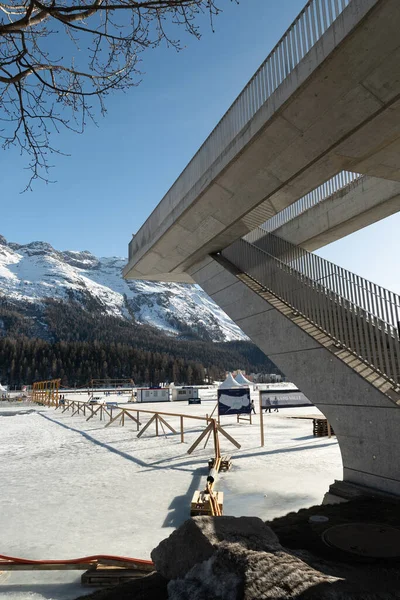 Saint Moritz Sviçre Şubat 2023 Turistler Için Güneşli Bir Günde — Stok fotoğraf
