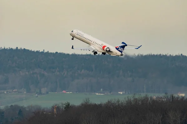 Zurich Switzerland January 2023 Sas Scandinavian Airlines Bombardier Crj 900 — Stock Photo, Image
