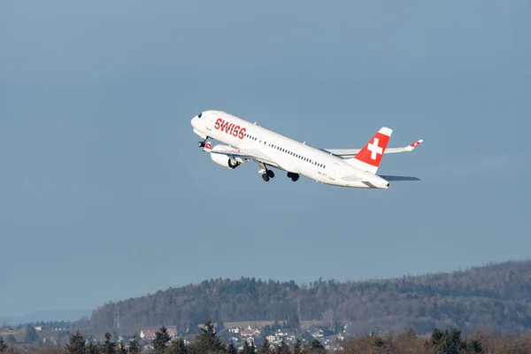 Zurich Suisse Janvier 2023 Compagnies Aériennes Internationales Suisses Décollage Avions — Photo