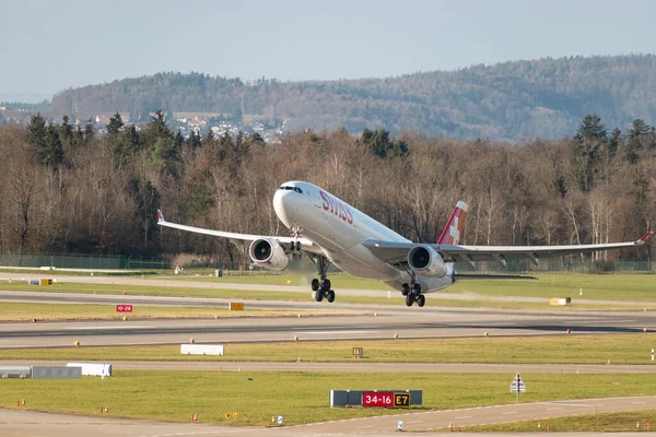 Zurique Suíça Janeiro 2023 Companhias Aéreas Internacionais Suíças Airbus A330 — Fotografia de Stock