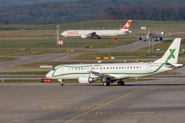Zurique Suíça Janeiro 2023 Embraer Lineage 1000 Avião Negócios Está — Fotografia de Stock