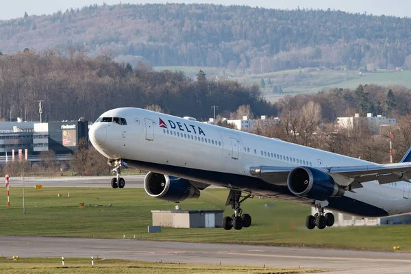 Zurique Suíça Janeiro 2023 Companhias Aéreas Delta Boeing 767 400Er — Fotografia de Stock