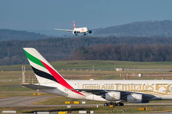 Zurich Suisse Janvier 2023 Emirates Airbus A380 861 Dirige Vers — Photo