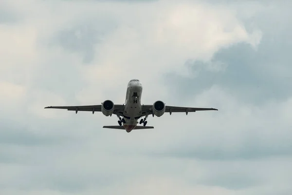 stock image Zurich, Switzerland, May 2, 2023 HB-AZC Helvetic Airways Embraer E190-E2 aircraft taking off from runway 28