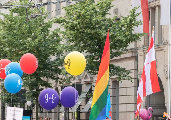 Zurique Suíça Junho 2023 Bandeira Gênero Arco Íris Manifestação Orgulho — Fotografia de Stock
