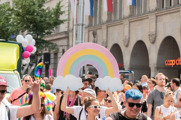 Zurique Suíça Junho 2023 Arco Íris Gênero Desfile Orgulho Centro — Fotografia de Stock