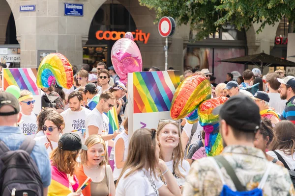 Zurique Suíça Junho 2023 Manifestantes Pacíficos Durante Parada Orgulho Gay — Fotografia de Stock