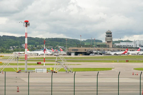 Curych Švýcarsko Května 2023 Fascinující Scenérie Nad Mezinárodním Letištěm — Stock fotografie