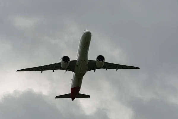 stock image Zurich, Switzerland, May 10, 2023 HB-AZI Helvetic airways Embraer E195-E2 aircraft takeoff from runway 32