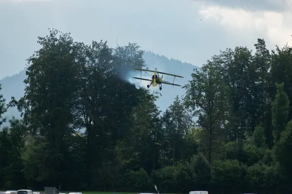 Stock image Speck-Fehraltorf, Zurich, Switzerland, July 1, 2023 HB-YNG Culps Rombach acrobatic aircraft is performing during an air display