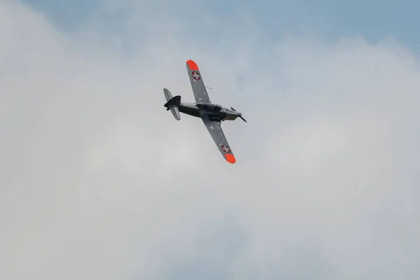 瑞士苏黎世 Speck Fehraltorf 2023年7月1日 Ram Pilatus 2历史性螺旋桨飞机在航空展上表演 — 图库照片