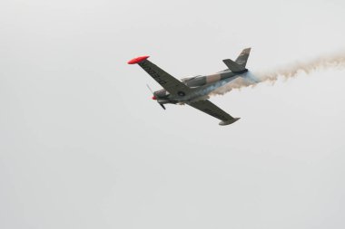 Speck-Fehraltorf, Zürih, İsviçre, 2 Temmuz 2023 Siai Marchetti SF-260 akrobatik uçak gösterisi sırasında