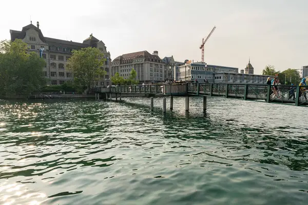 Zurych Szwajcaria Czerwca 2023 Widok Rzekę Limmat Centrum Miasta — Zdjęcie stockowe