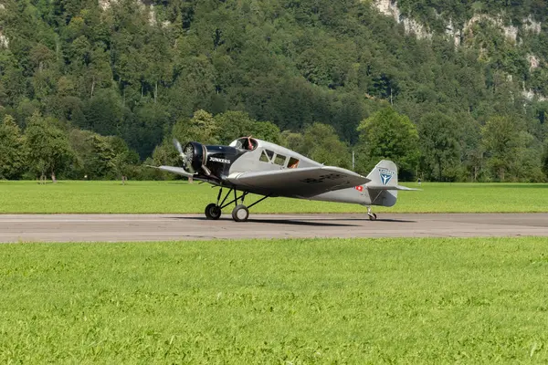 Mollis Suíça Agosto 2023 Ria Junkers F13 Avião Hélice Durante — Fotografia de Stock