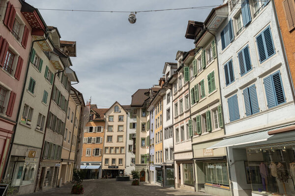 Bremgarten, Canton Aargau, Switzerland, September 3, 2023 Old town with its beautiful historic and traditional architecture on a sunny day