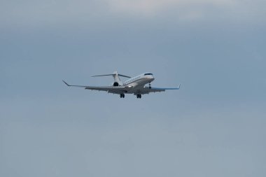 Zürih, İsviçre, 15 Ocak 2024 N-179QS Net Jets Global 7500 uçakları Davos 'taki dünya ekonomik forumu sırasında 14. piste iniyor.